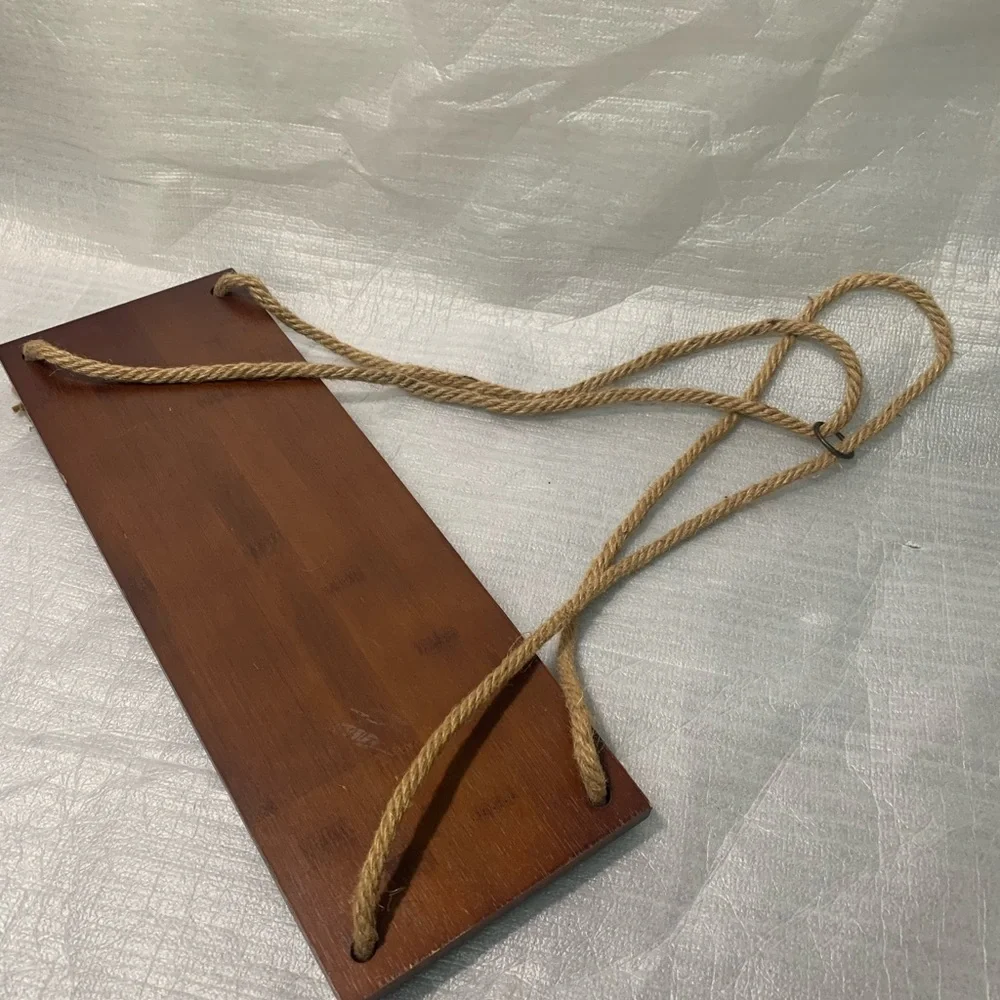 Rustic Wooden Floating Shelf 17”x6” with Adjustable Jute Rope Boho Farmhouse Dec